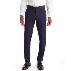 Mens Dress Pants Size 43 Waist Soul Of London Navy Blue Flat Front